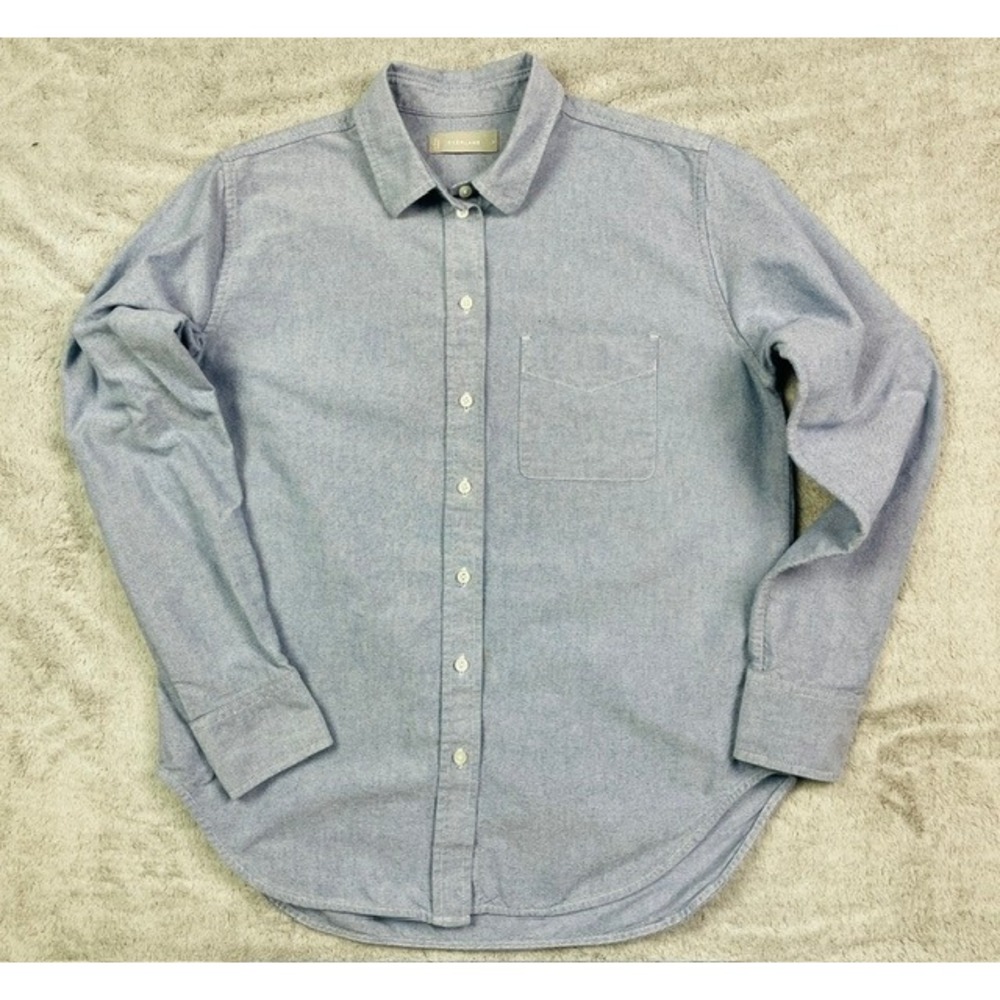Everlane Women's Blue Cotton Oxford Long Sleeve Button Down Shirt Size 4